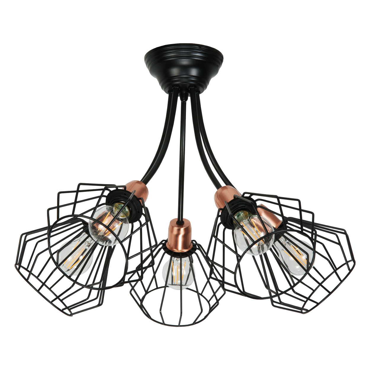 Lampa sufitowa do salonu EDYLIT druciane koszyki loft 5xE27 FLIP 14-470