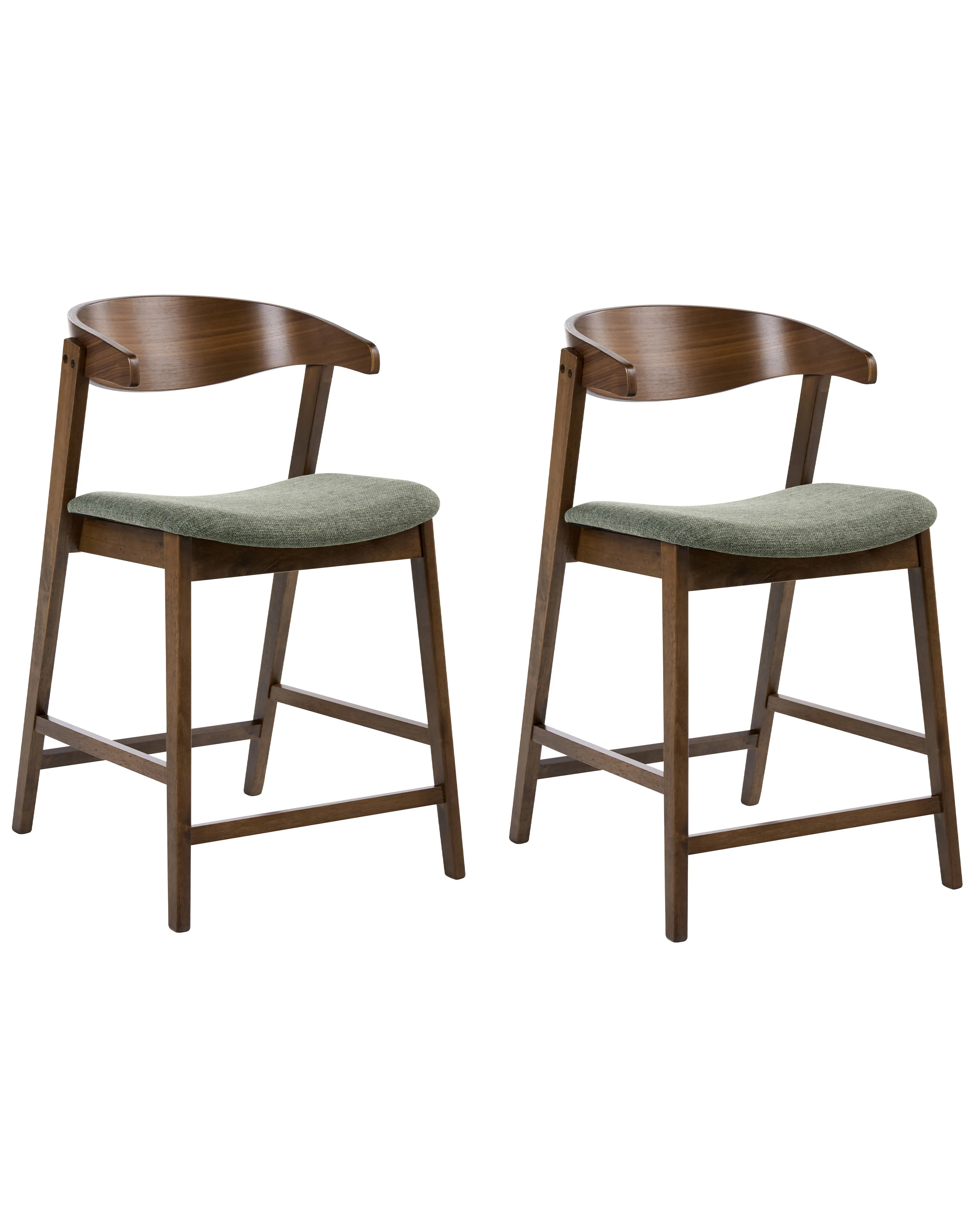 Set of 2 Dining Chairs LILLY Fabric Dark Green/ Brown