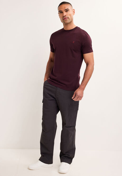 Mens Plum Plain Cotton T-Shirt