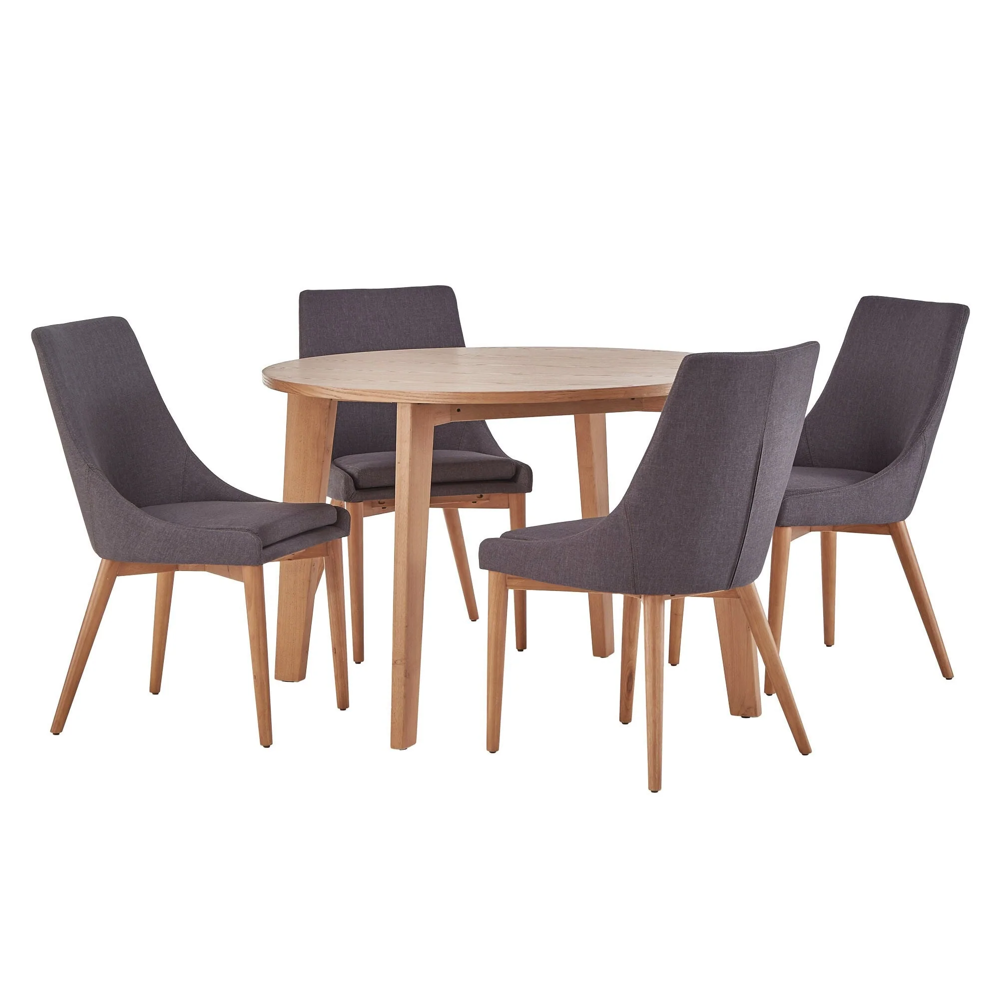 Sasha Oak Angled Leg Round 5-piece Dining Set iNSPIRE Q Modern