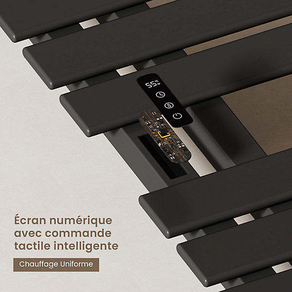 EMKE Radiateur sèche-serviettes électrique salle de bain avec thermostat, panneau chauffant, minuterie, 85x40 cm, 285W, noir mat