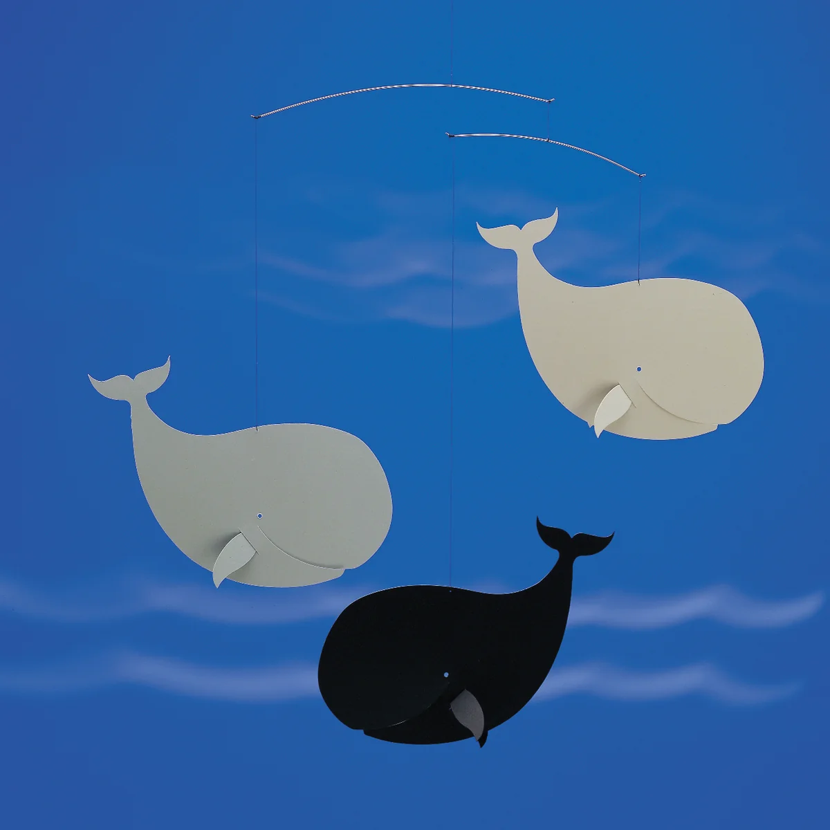 Flensted Mobiles - Happy Whales Mobile, schwarz / grau