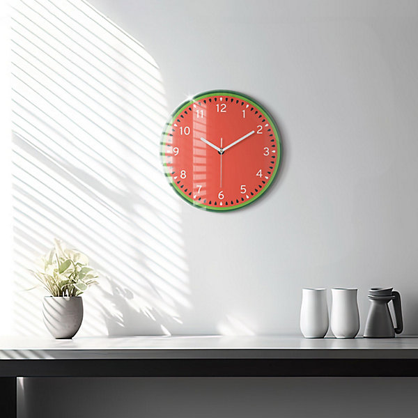 Horloge murale Wallfluent fi30 cm Aiguilles blanches Pastèque sucrée 1 pcs