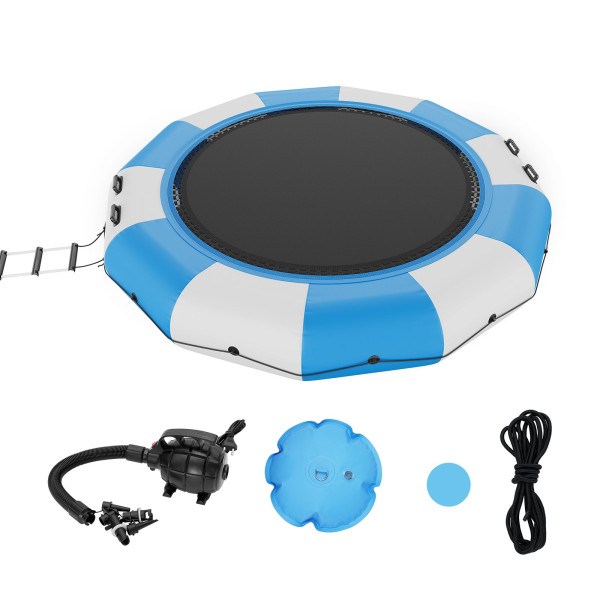 Dmuchana trampolina wodna   pompka elektryczna 415 cm niebieska