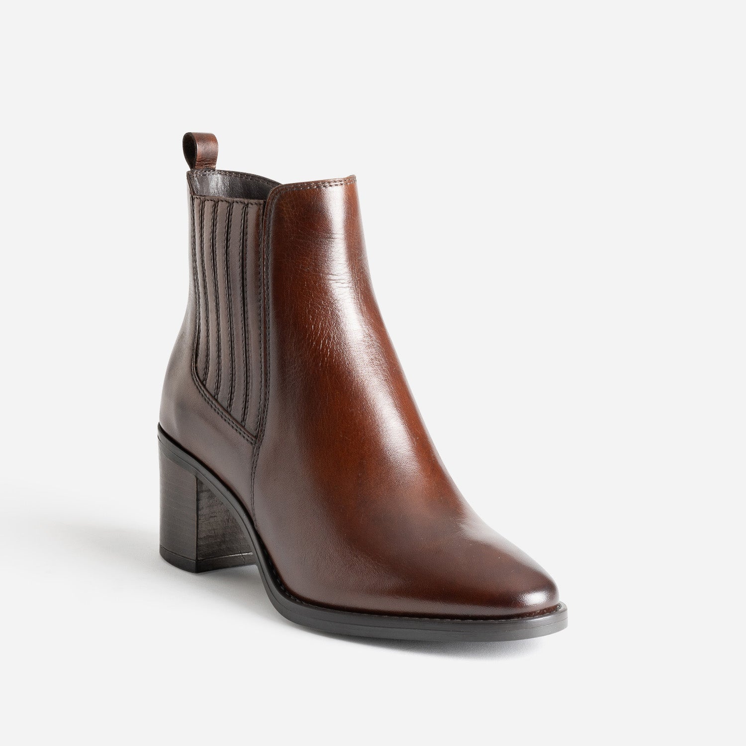 Boots à talon marron en cuir