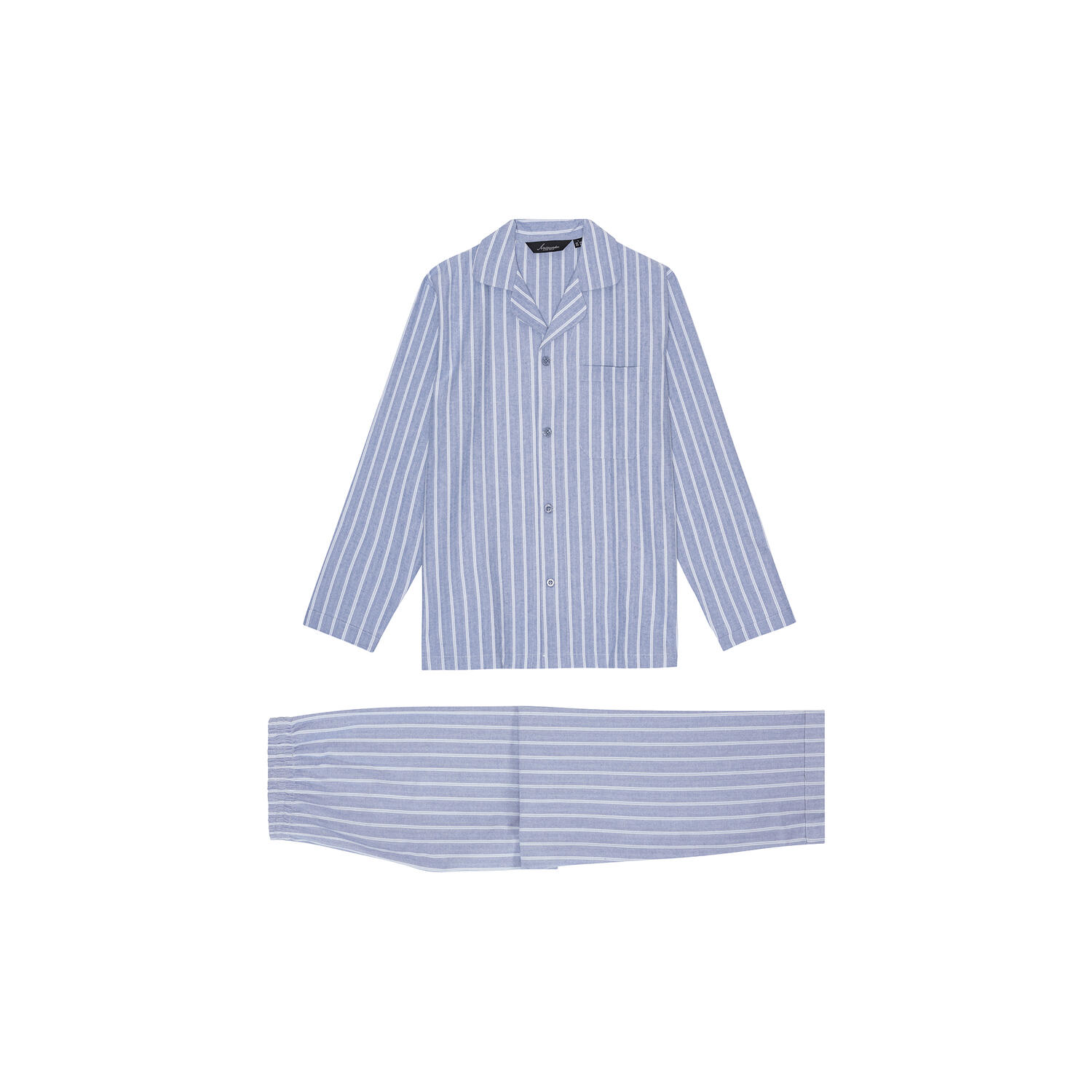 Bergen Pyjamas, herringbone blue/off white