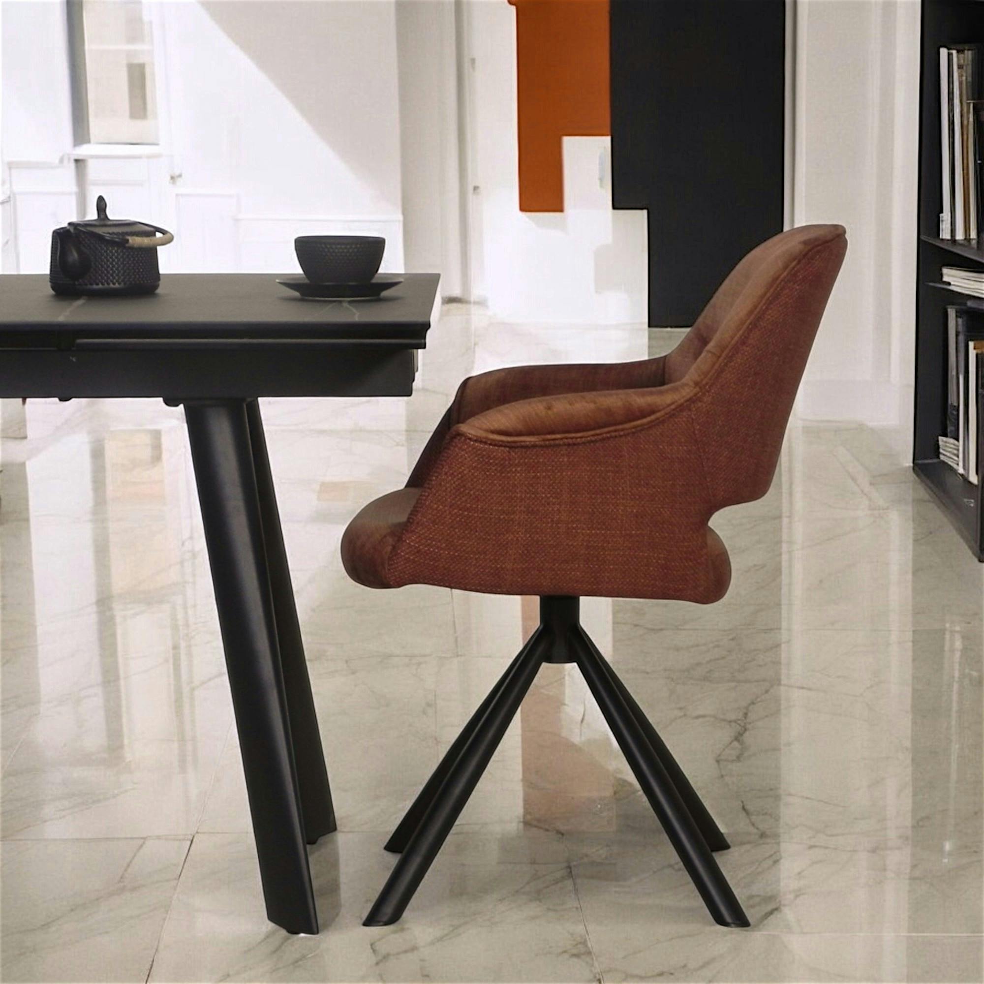 Fauteuil pivotant bi-matière, couleur cuivre (lot de 2) IENA