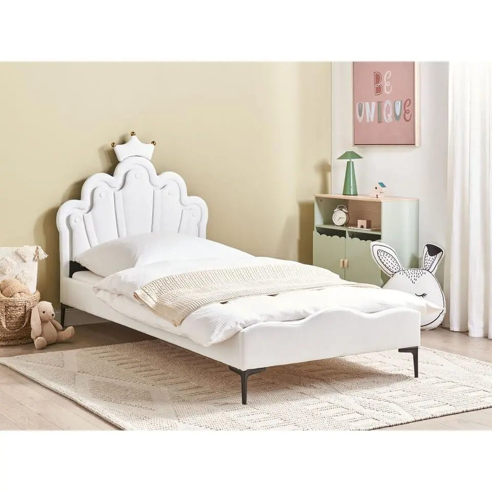 RUBIAN - Bed met LED - Wit - 90 x 200 cm - Fluweel