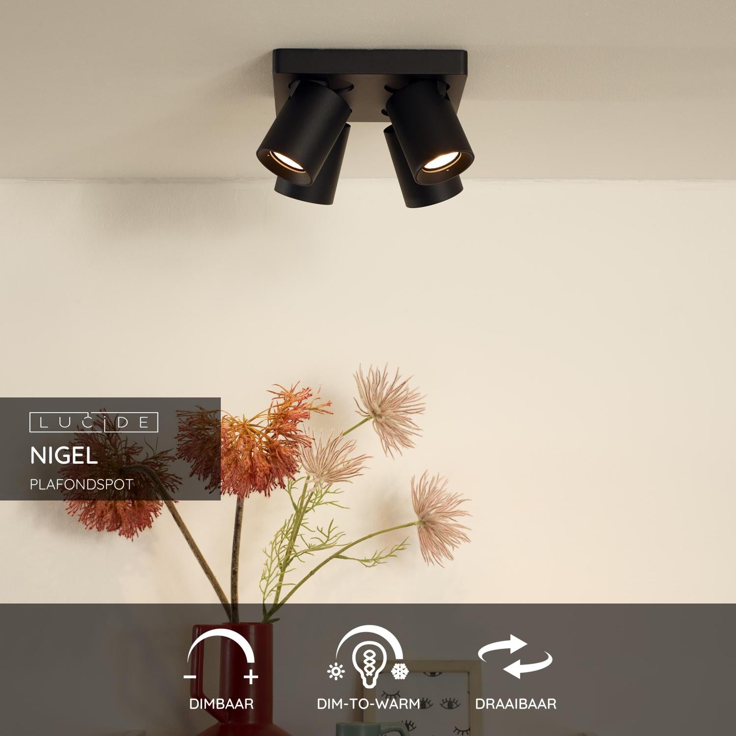 Nigel 4 spot LED zwart
