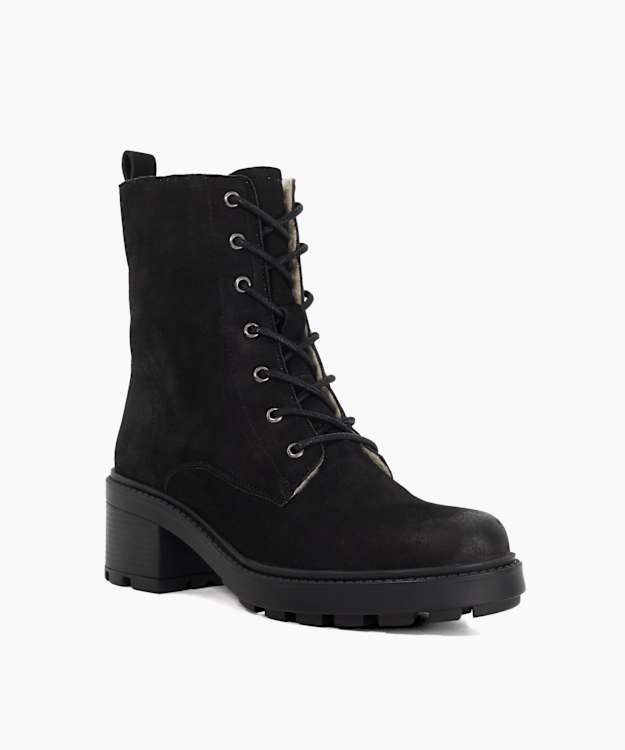 Plushy Black - Nubuck Lace-Up Boots