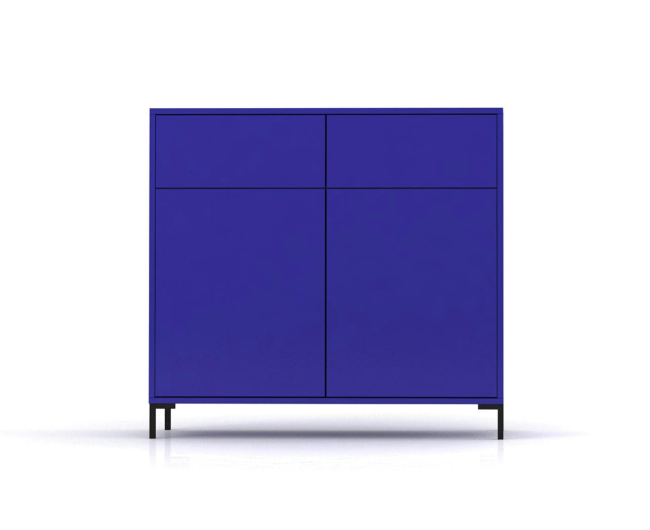 WILSON - Buffet 2 tiroirs et 2 portes en MDF Bleu Prusse