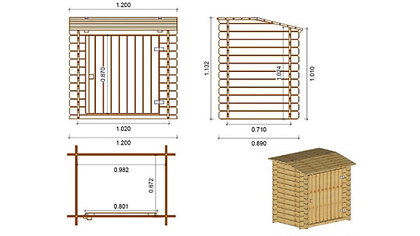 Armoire de jardin en bois -1,20x0,89 m - H.1,13 m - imprégné - SZA7