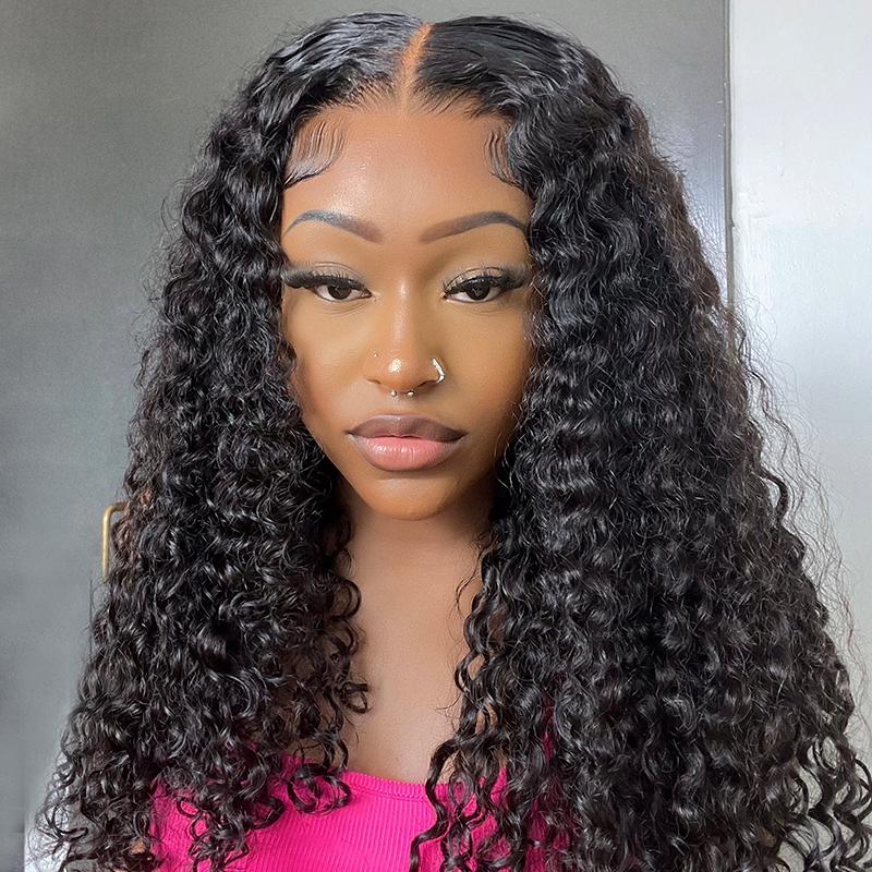 [Clearance Sale] CurlyMe Wear Go Glueless Bleached Knots Water Wave Pre-cut 7x5 HD Lace Hair Wigs Pre-plucked