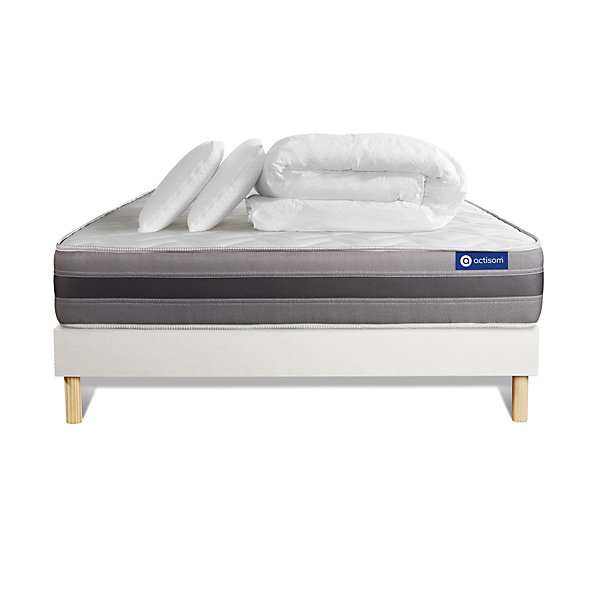 Pack sommier kit matelasMémoire de forme avec couette et oreillers