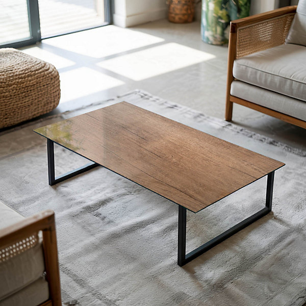 Dessus de table en verre trempé Wallfluent 140x70 cm Motif naturel du bois