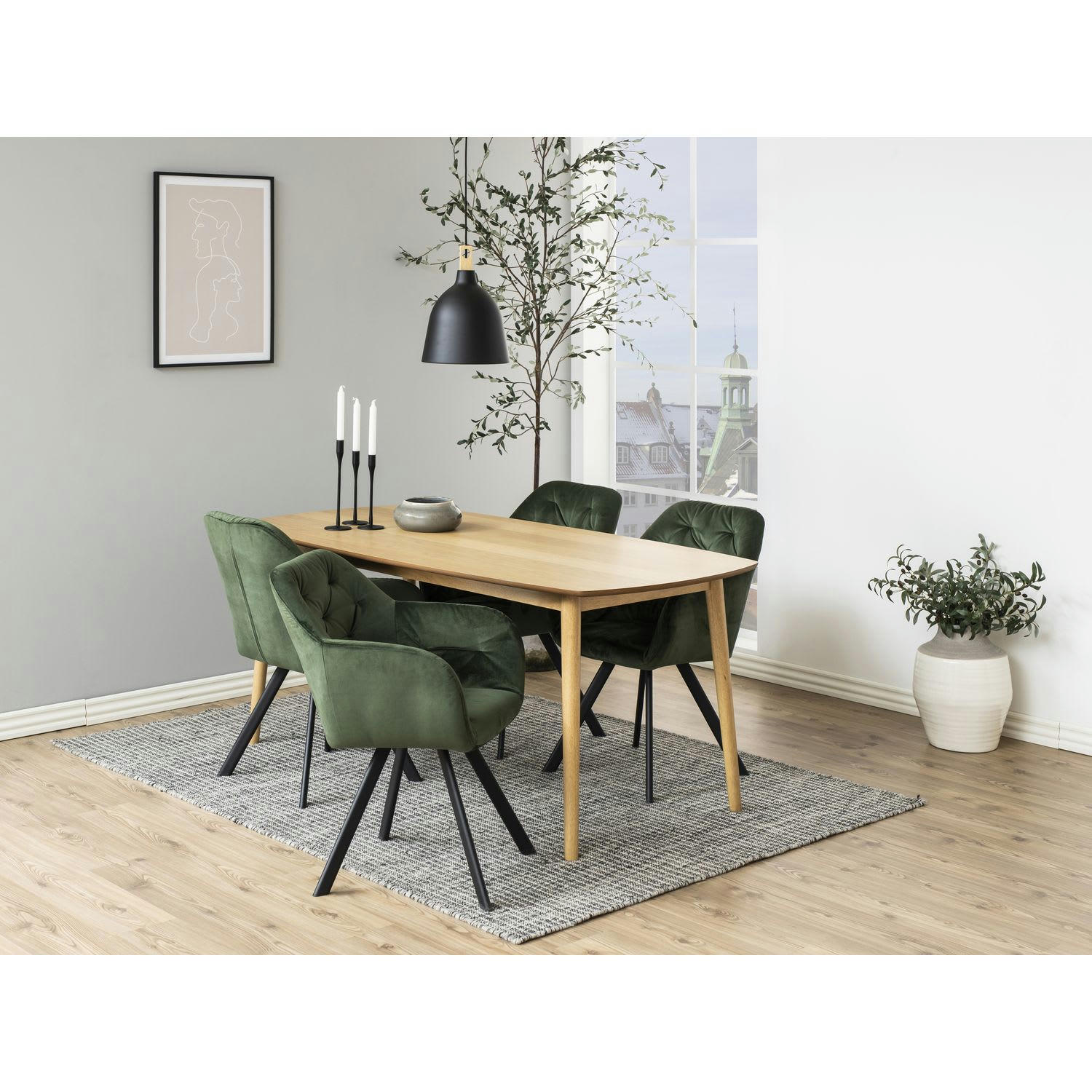 ANTOINE - Fauteuils de table en tissu avec accoudoir vert