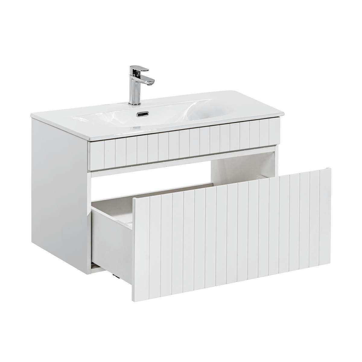 - Meuble simple vasque encastrée 80cm blanc