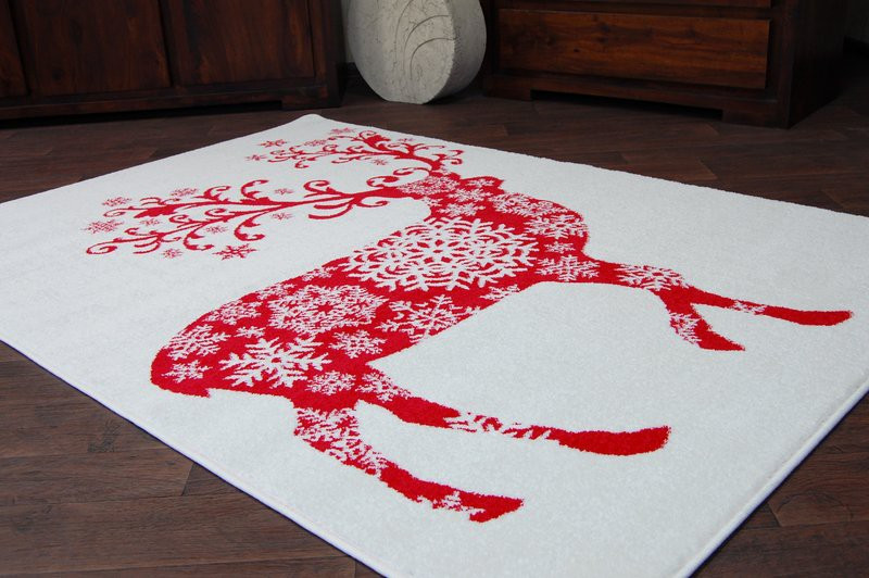 Dywan XMAS - F788 krem/czerwony 80x150 cm