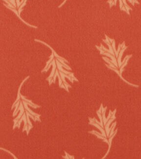 Orange Small Leaves Blizzard Fleece Fabric