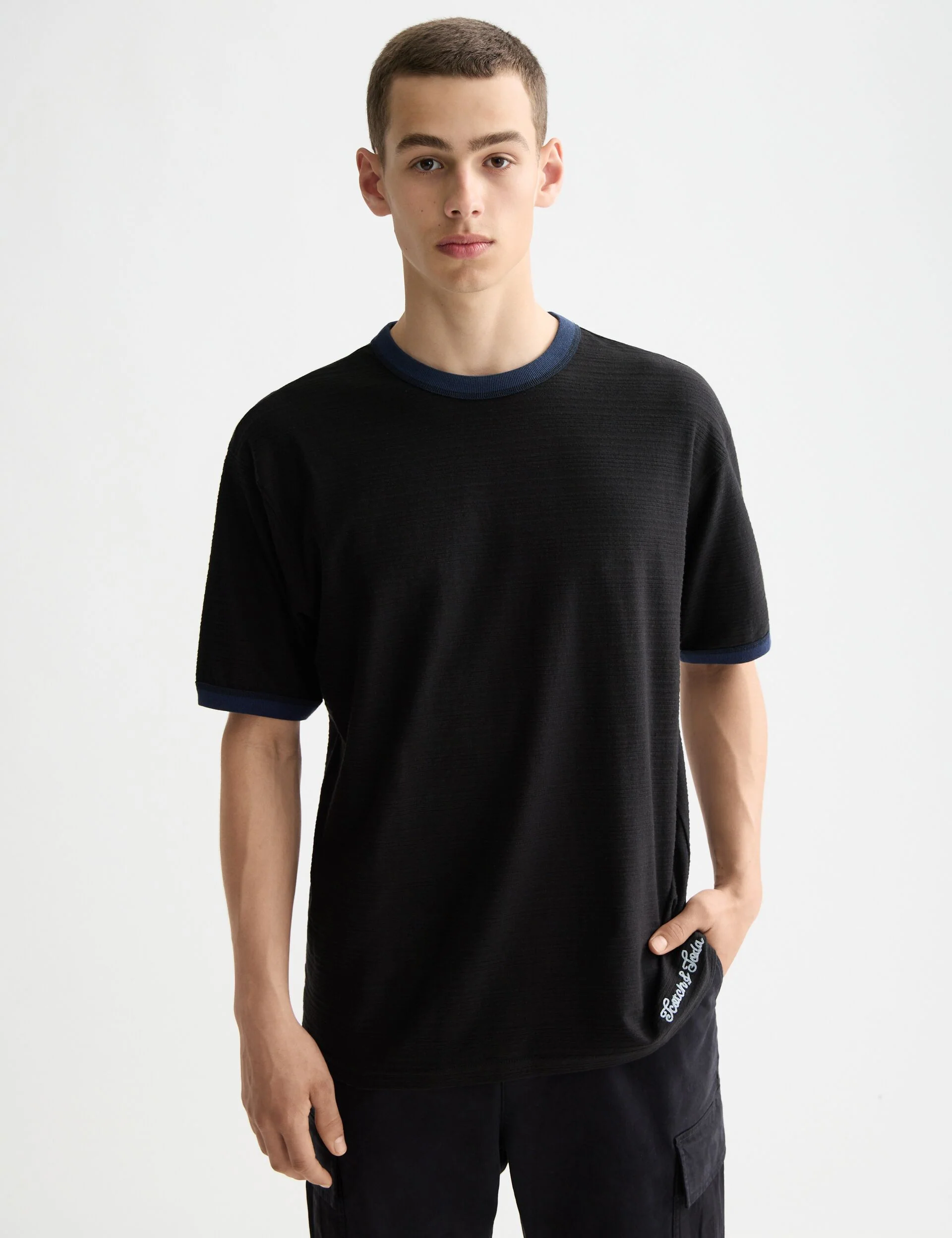 Relaxed Fit Bound Neckline T-shirt