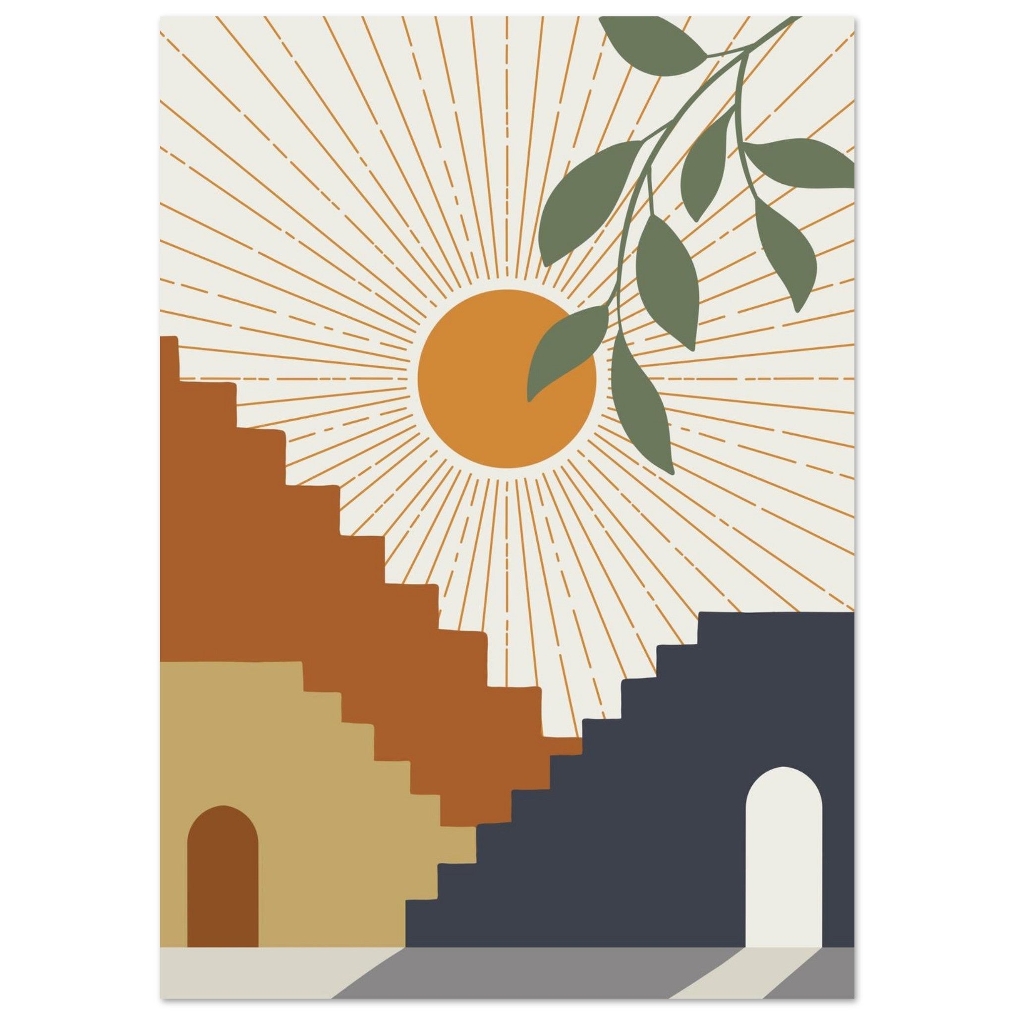 Artfulprints Poster Boho – Stairway sun  - A4 21x29.7 cm - Meerkleurig
