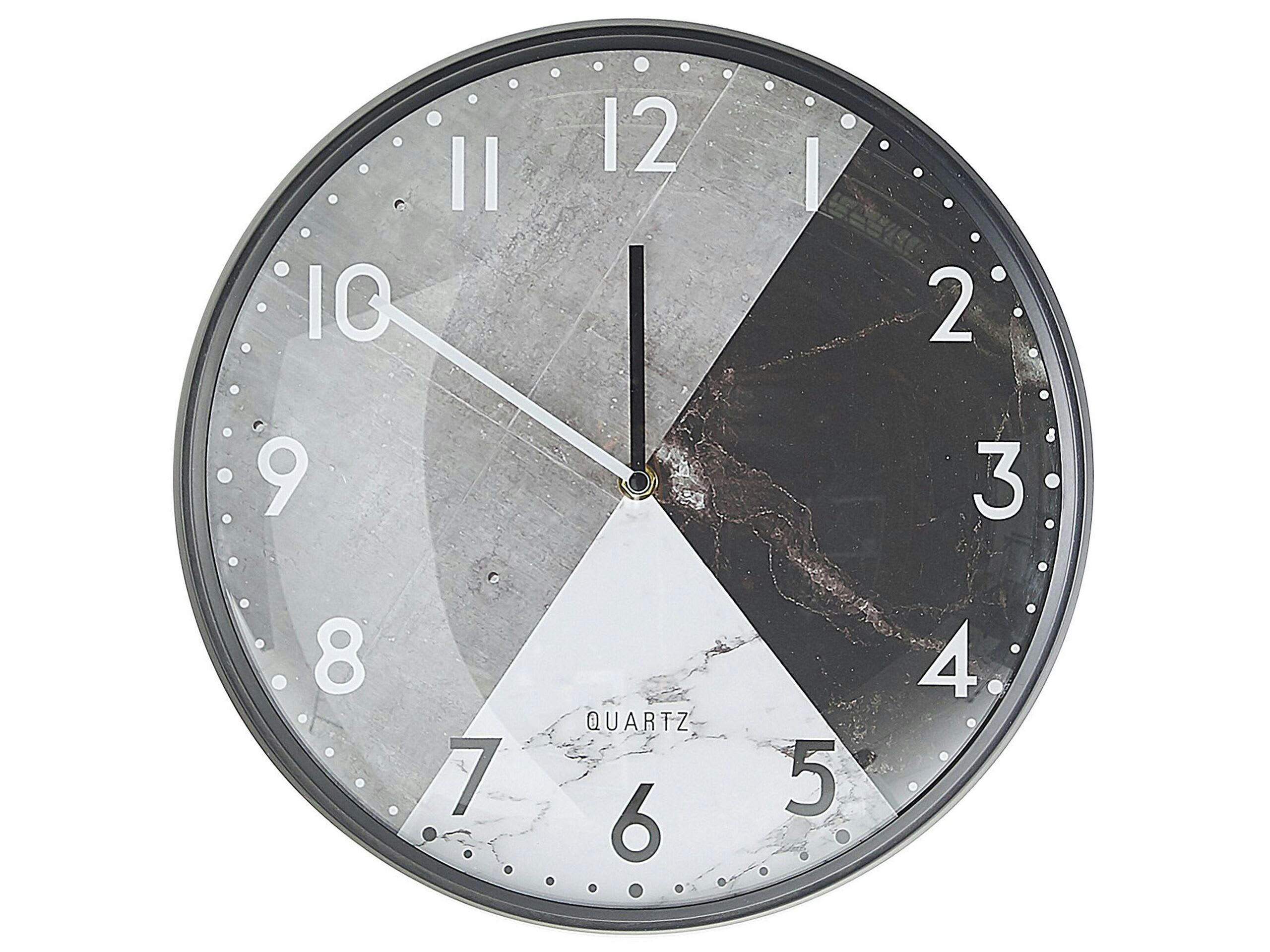 DAVOS - Horloge murale effet marbre gris et noir ø 33 cm