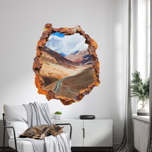 Naklejka dziura 3D krajobraz górski efekt w ścianie 66x80