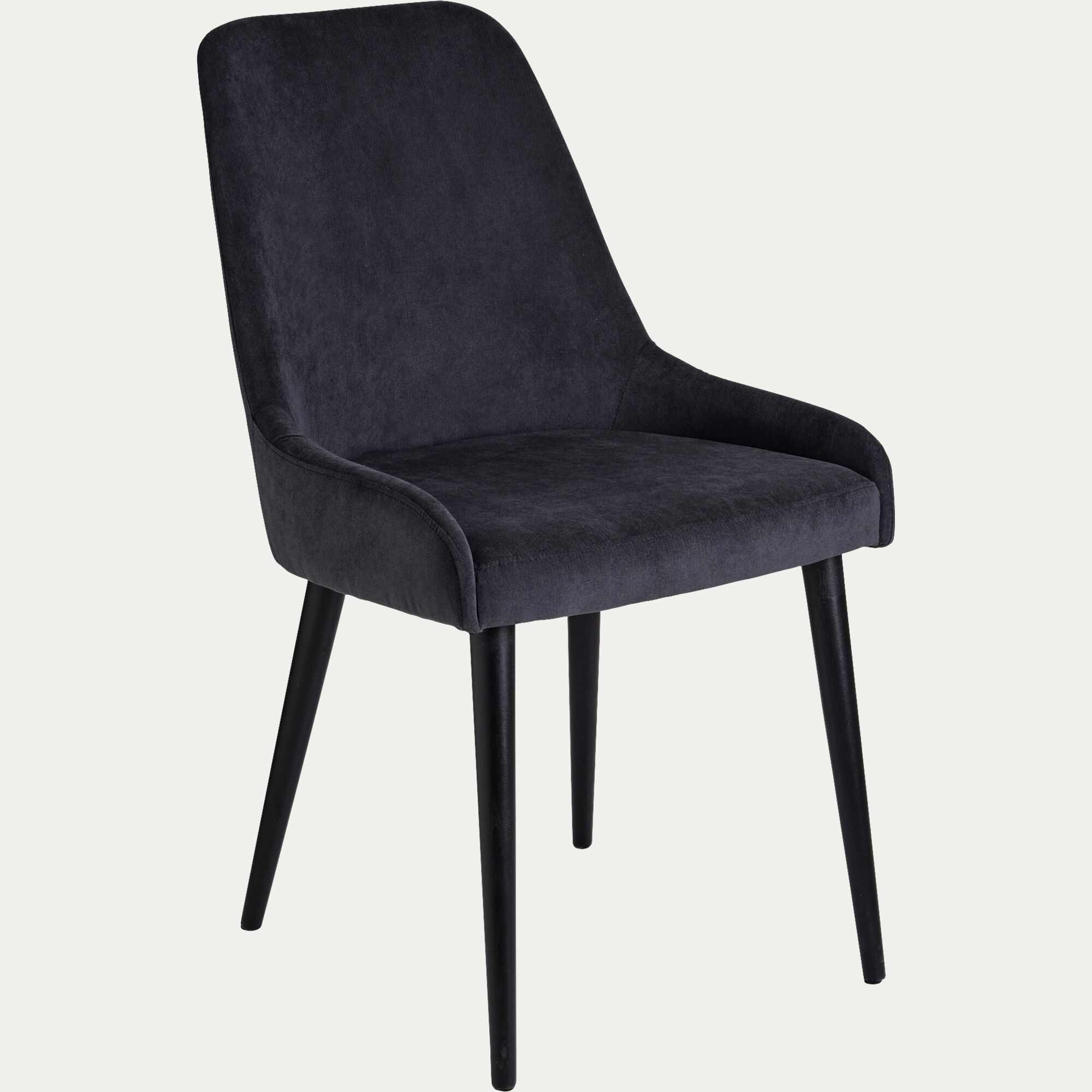 LIVNO - Chaise en tissu effet velours - noir