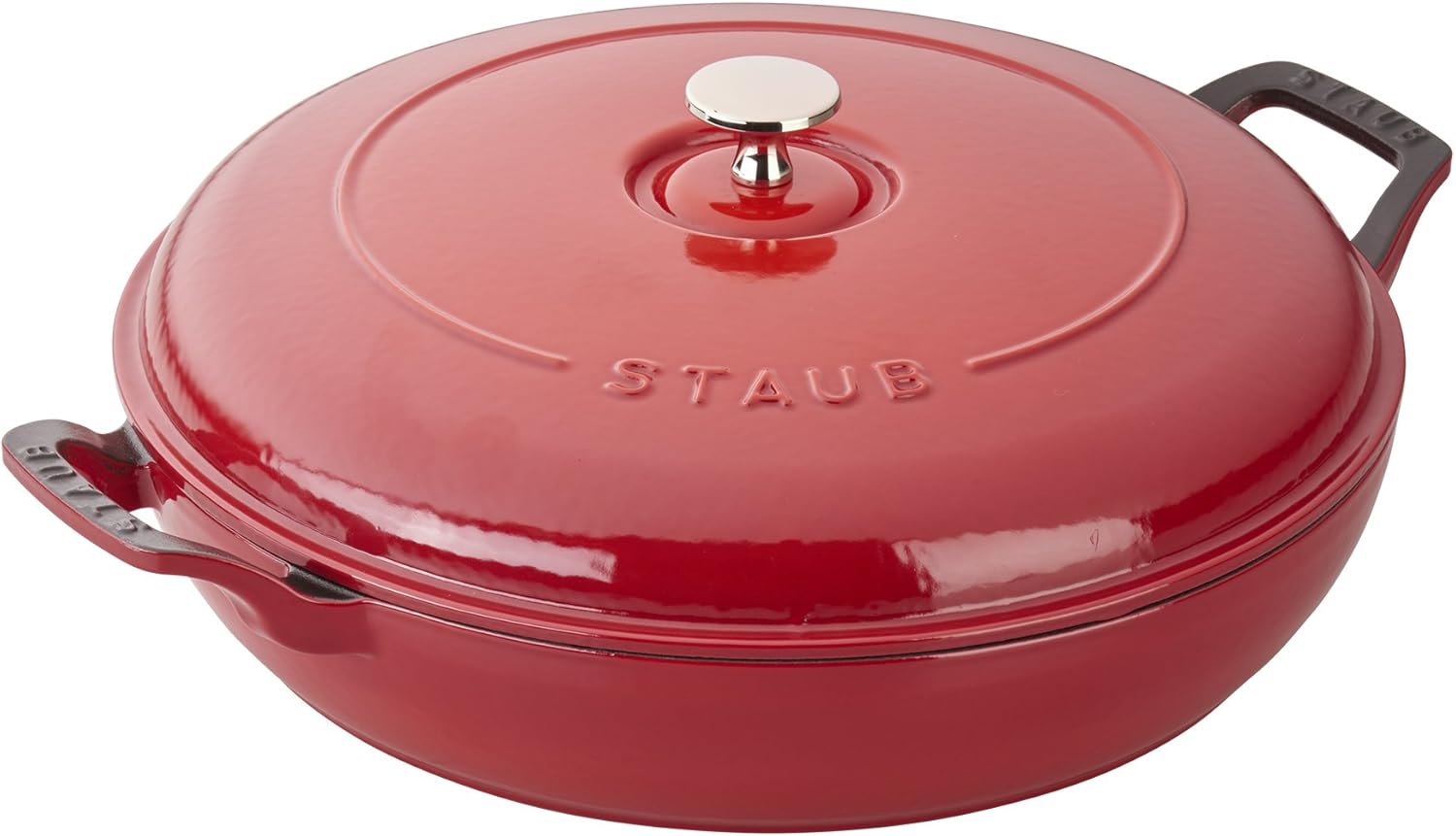 Staub Cast Iron Braiser, Dutch Oven, 3.5-quart, serves 3-4, Made in France, Cherry