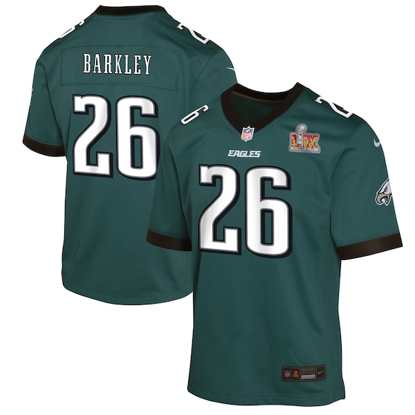 Saquon Barkley Philadelphia Eagles Nike Youth Super Bowl LIX Game Player Jersey - Midnight Green