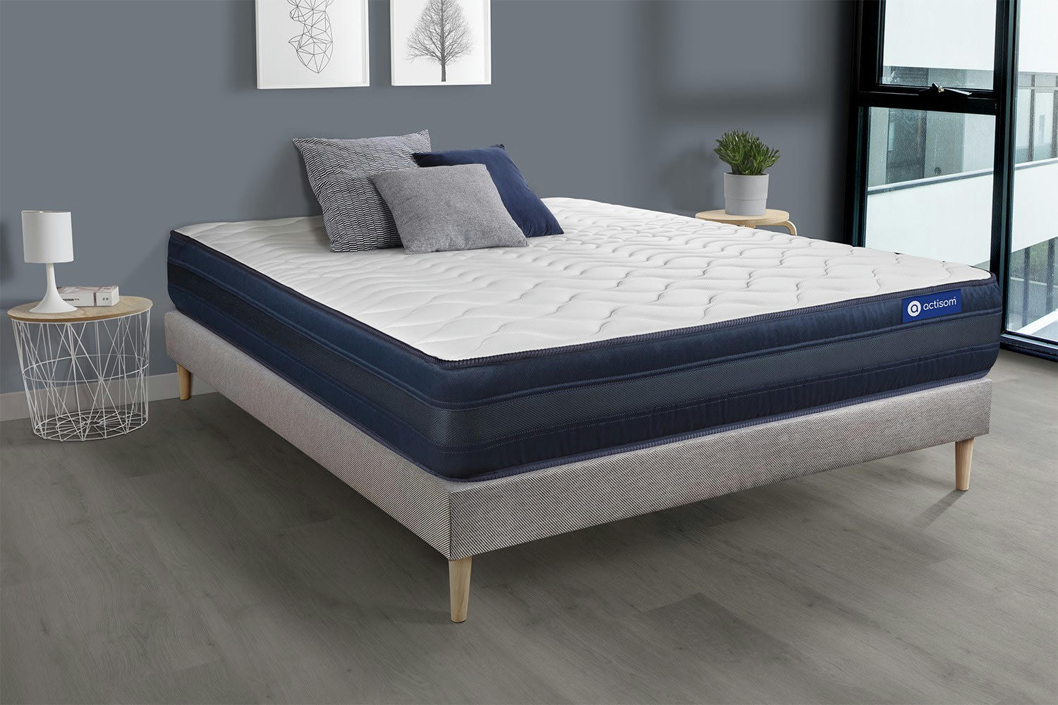 ACTIFLEX TECH - Ensemble 180x200 cm sommier kit gris