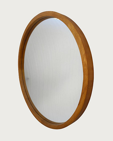 Miroir rond en bois massif de manguier - Uniqka