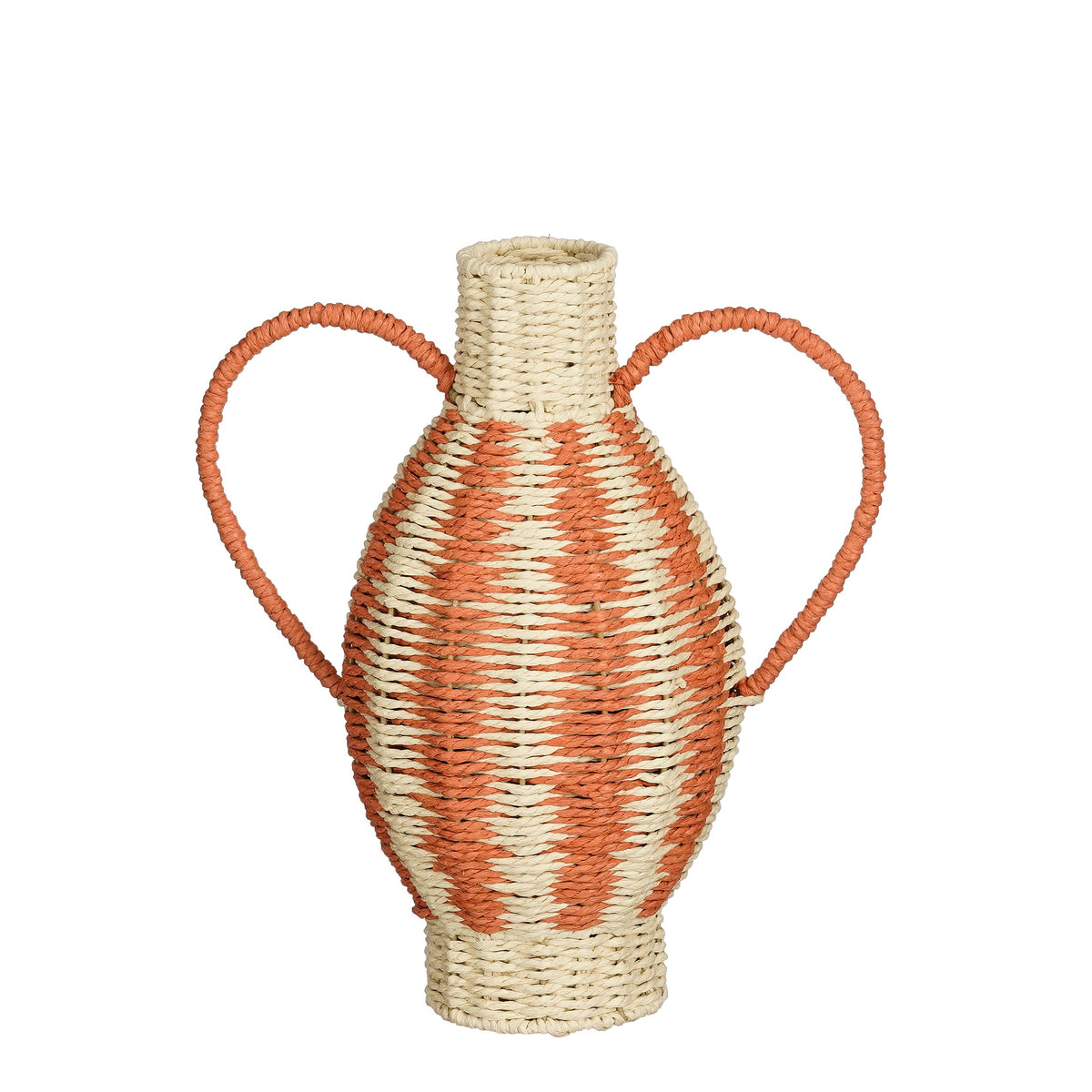 Mica Decorations Decoratieve Vaas - Bloemenvaas 38 x Ø21 cm - Woondecoratie Bloemvaas voor Binnen - Papier, IJzer - Lichtgeel, Oranje