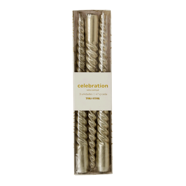 KIT COM 3 VELAS CASTIÇAL CELEBRATION