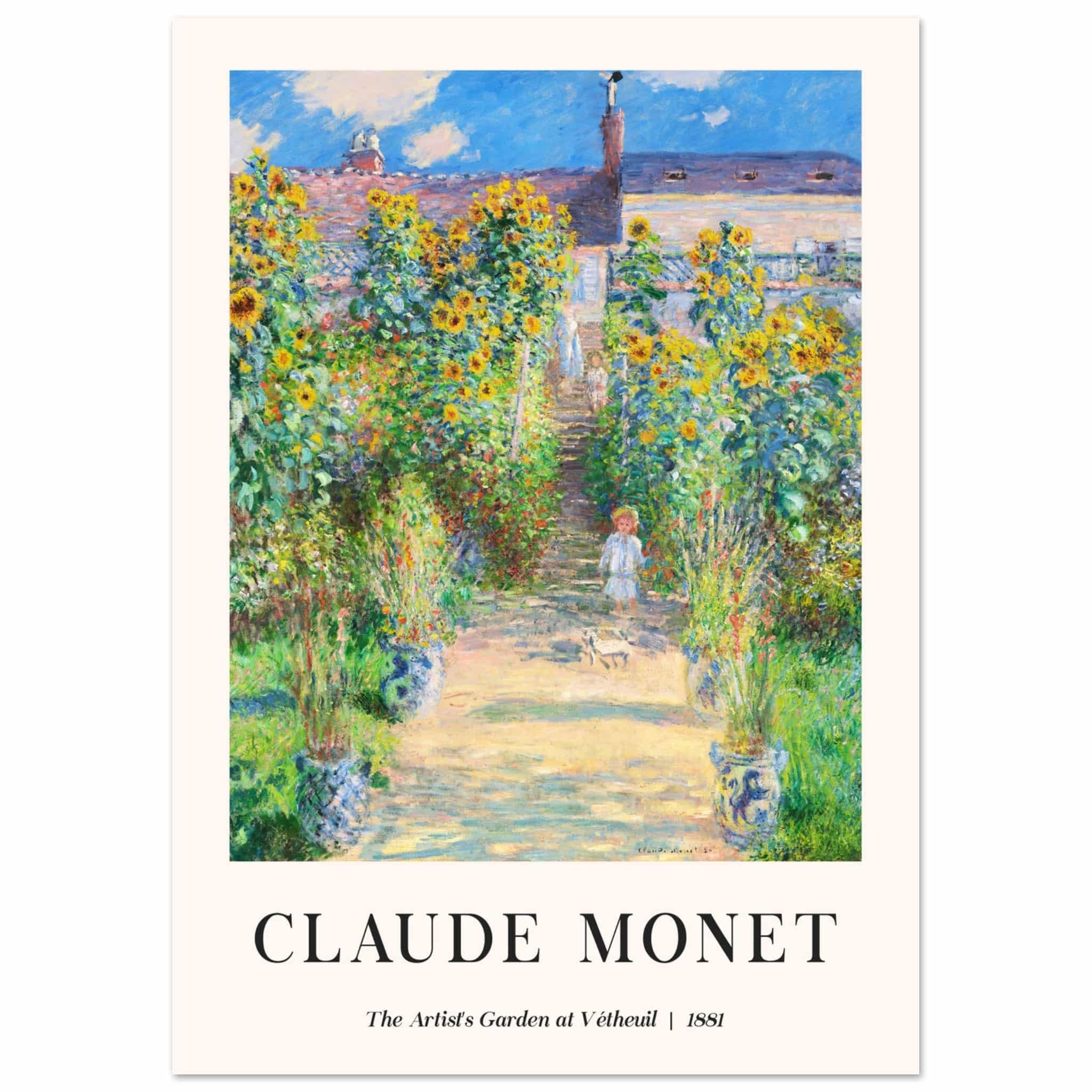 Artfulprints Poster Claude Monet - The artist's garden at Vétheuil  - A4 21x29.7 cm - Groen