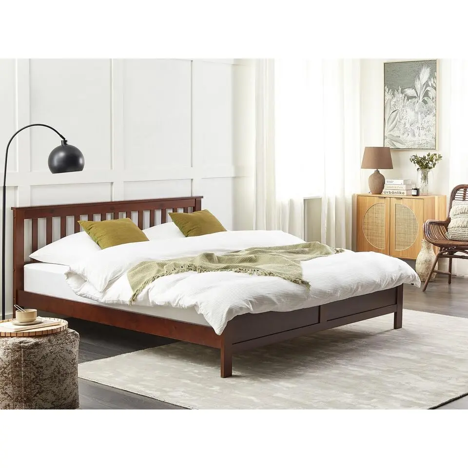 MAYENNE - Tweepersoonsbed - Donkerbruin - 180 x 200 cm - Dennenhout