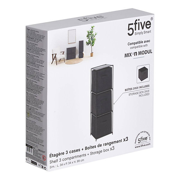 Etagère 3 niveaux Mix'n Modul noir - Noir- 5five