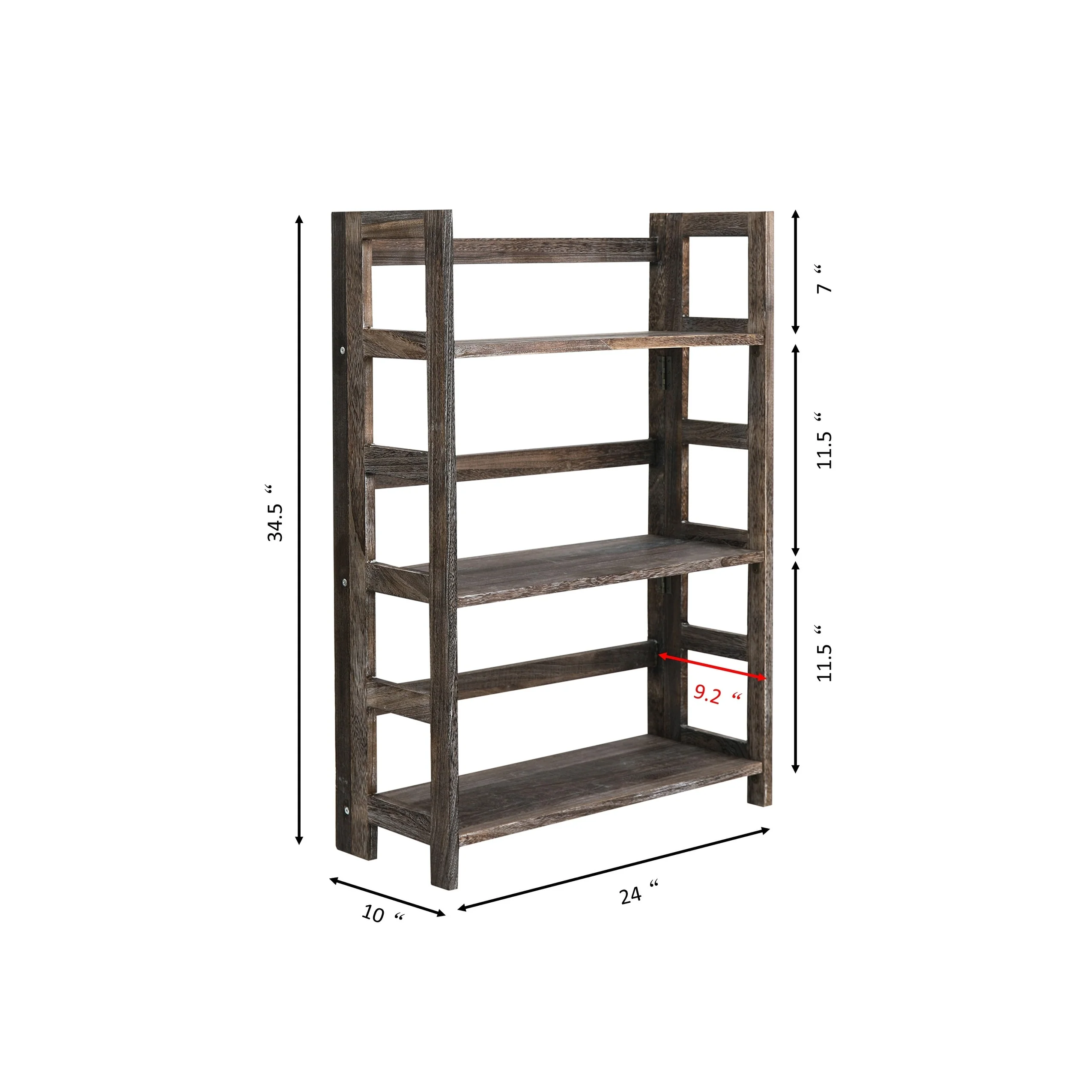 Proman Products Hickory Folding Bookshelf, Paulownia Wood, Walnut Color