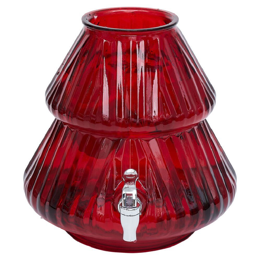 Distributeur à boisson en verre forme sapin rouge 8L