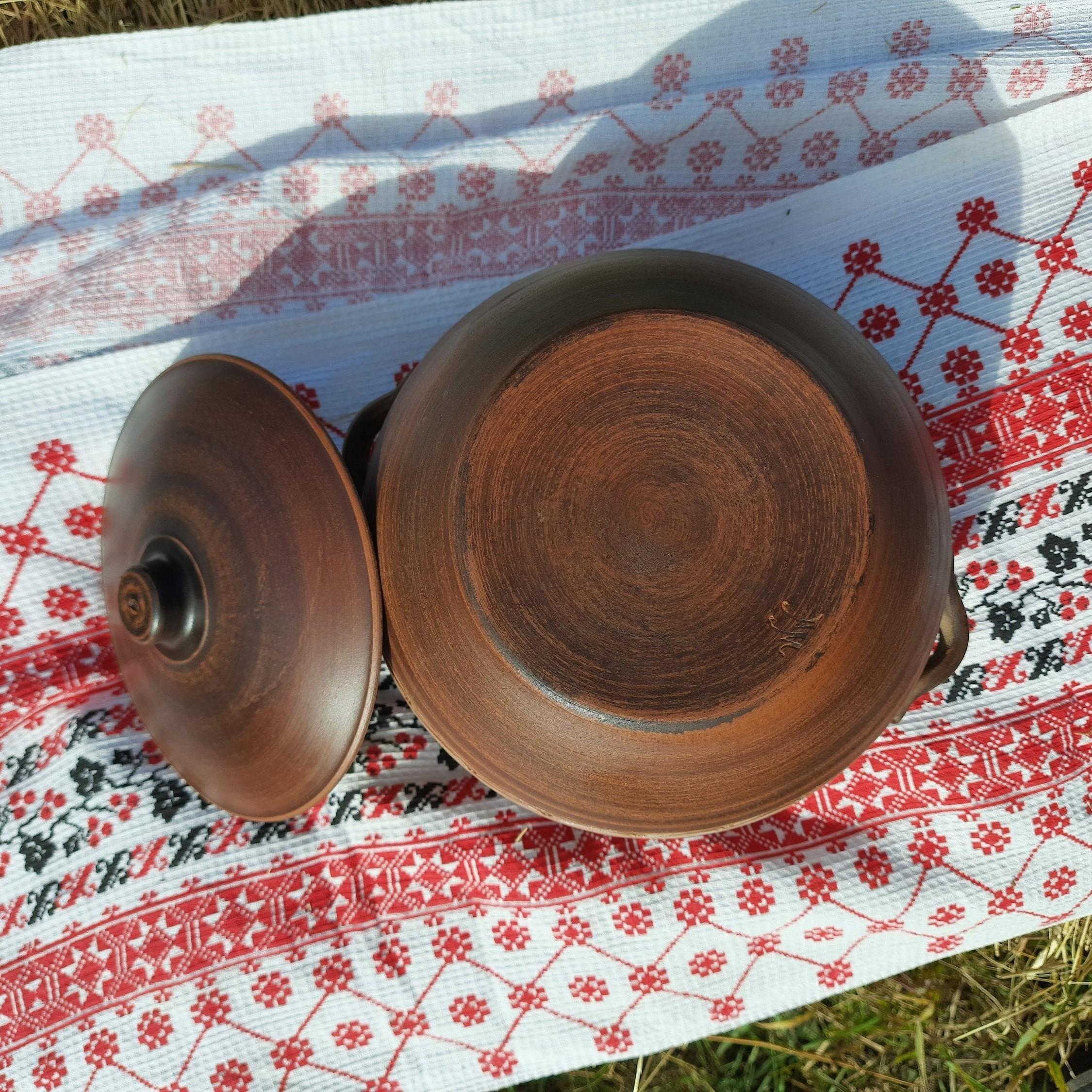 Clay Pot with Lid: Unglazed Terracotta Bread Baking Dish, Ceramic Handmade Clay Bakeware