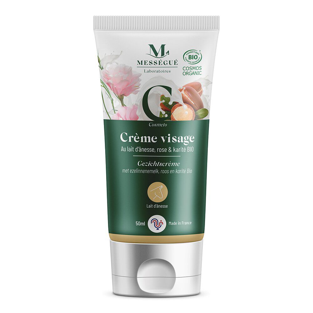 Crème visage au lait d'ânesse karité et rose bio Mességué 50ml