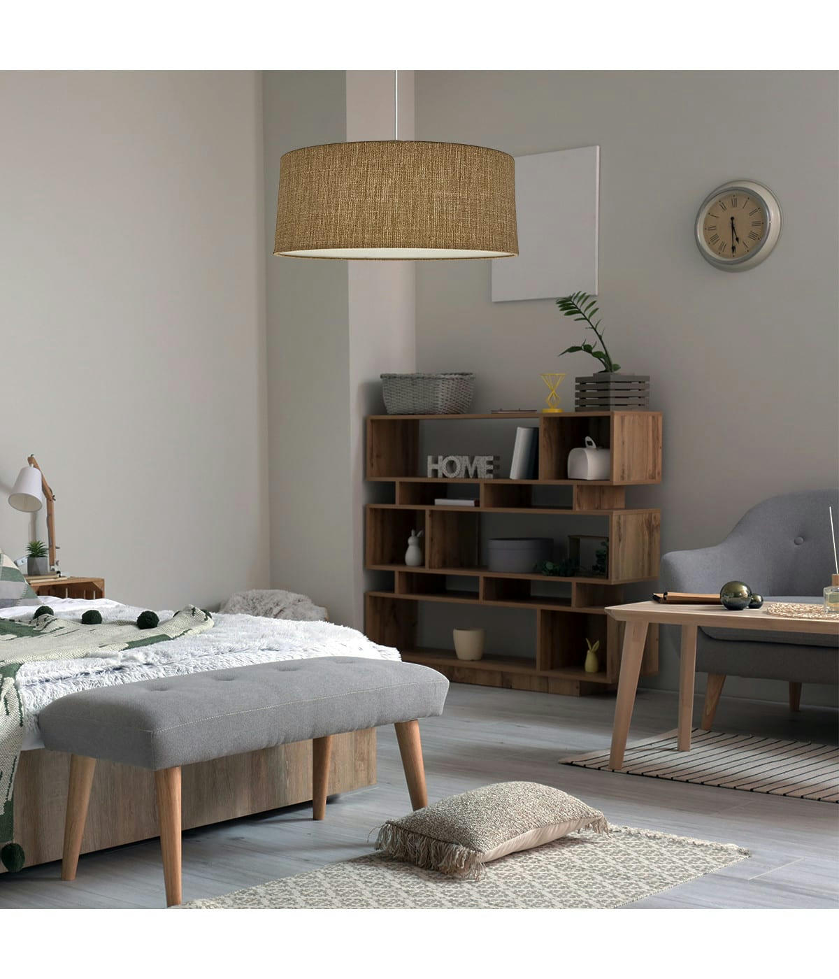 COLOMBE - Suspension imprimée Effet Lin Ficelle D: 50 x H: 25