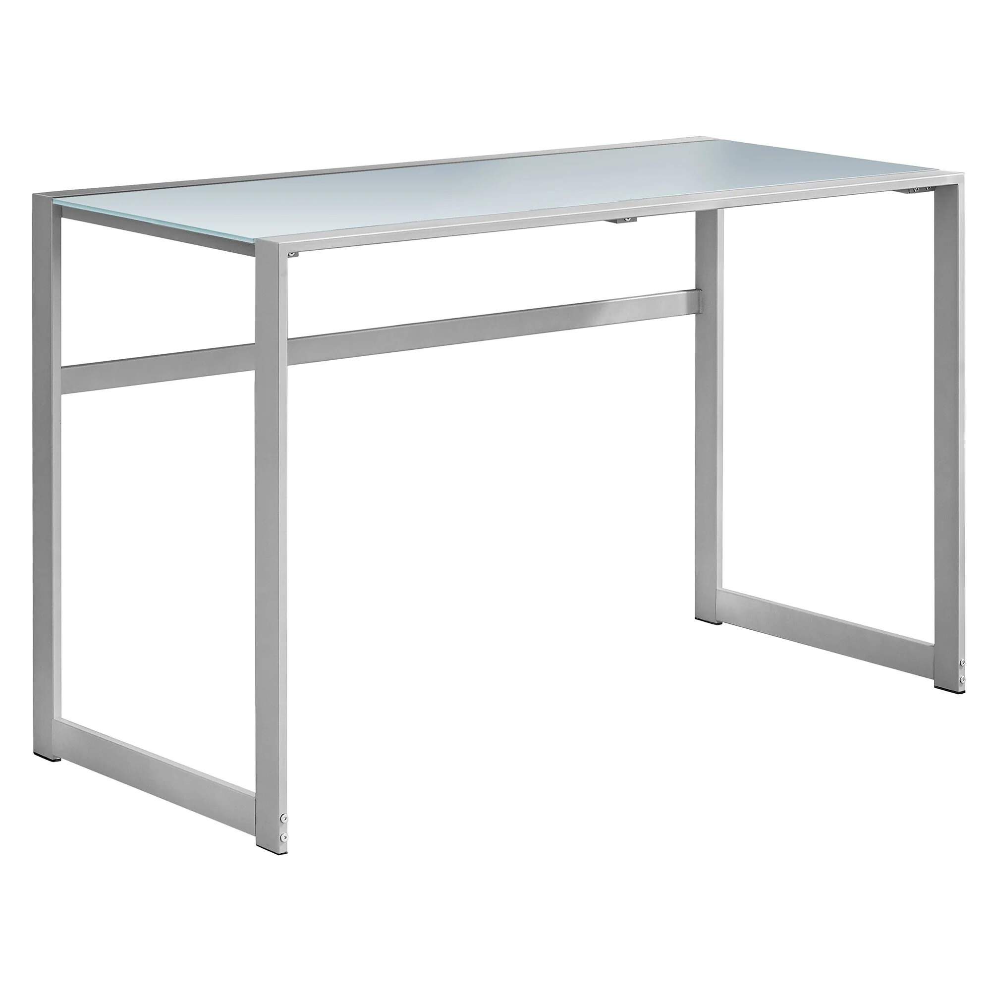 Glass Computer Desk with Metal Base and Rectangular