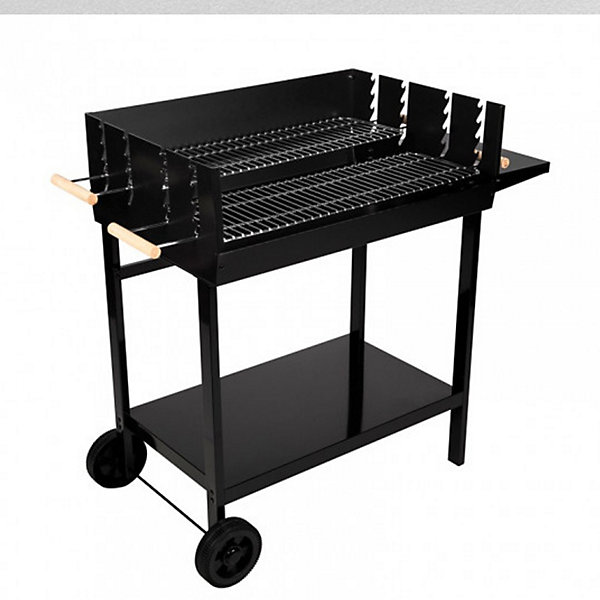 Barbecue à charbon de bois à double grilles (106x52x92 cm - Noir)