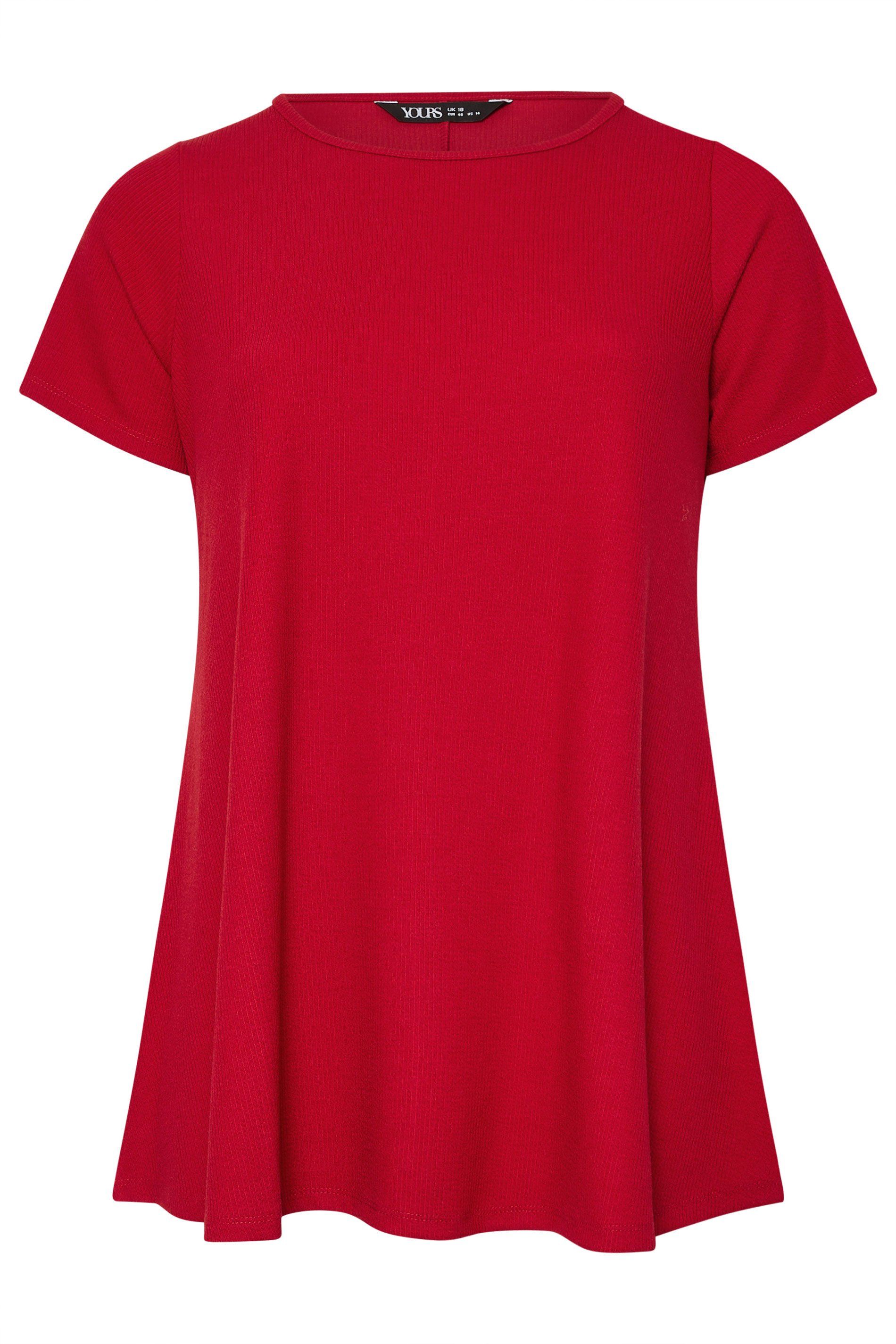 Yours Ribbed Short Sleeve Swing Top