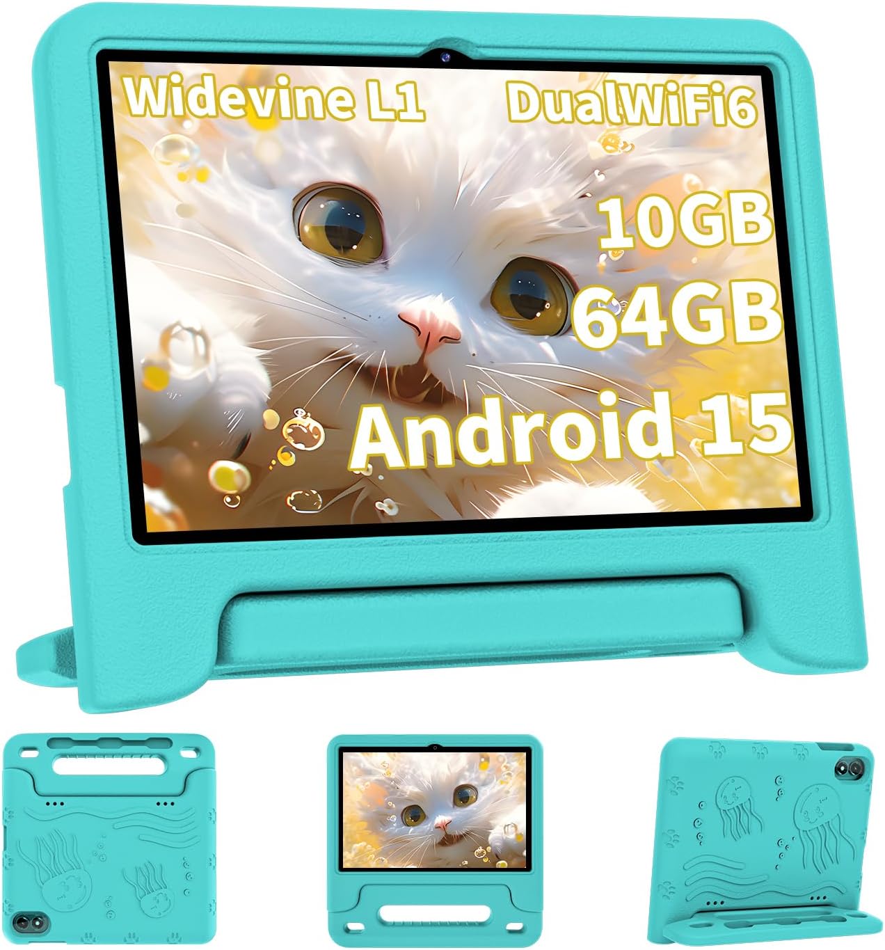 COLORROOM 2026 Upgraded Android 15 Tablet, 10inch Kids Tablet, Octa-core CPU, 10GB+64GB+1TB Expand Tablets for Kids with Kids Space, Parental Control, 6000mAh Big Battery,Touchscreen Tableta (Green)