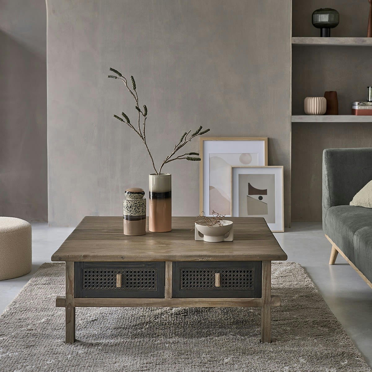 JUNKO - Table basse en pin massif recyclé