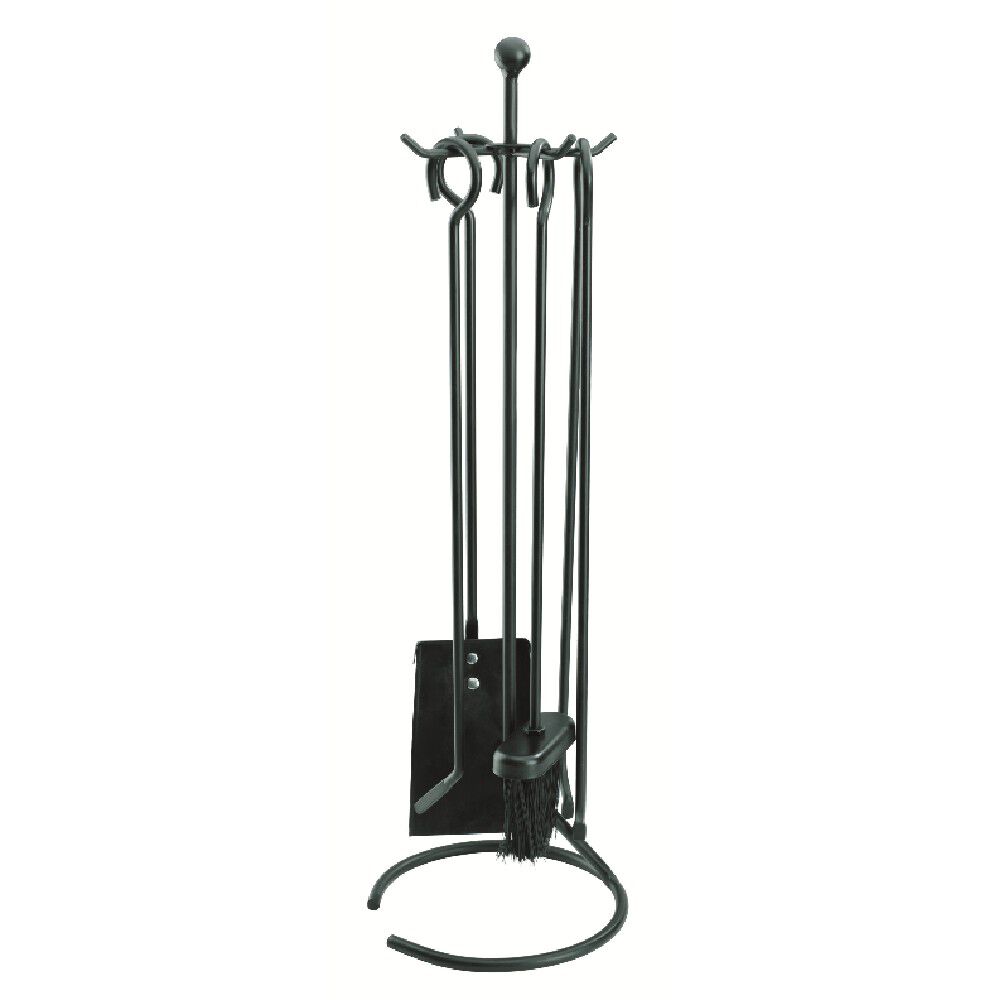 Set cheminée 4 accessoires pelle balayette pince tisonnier métal