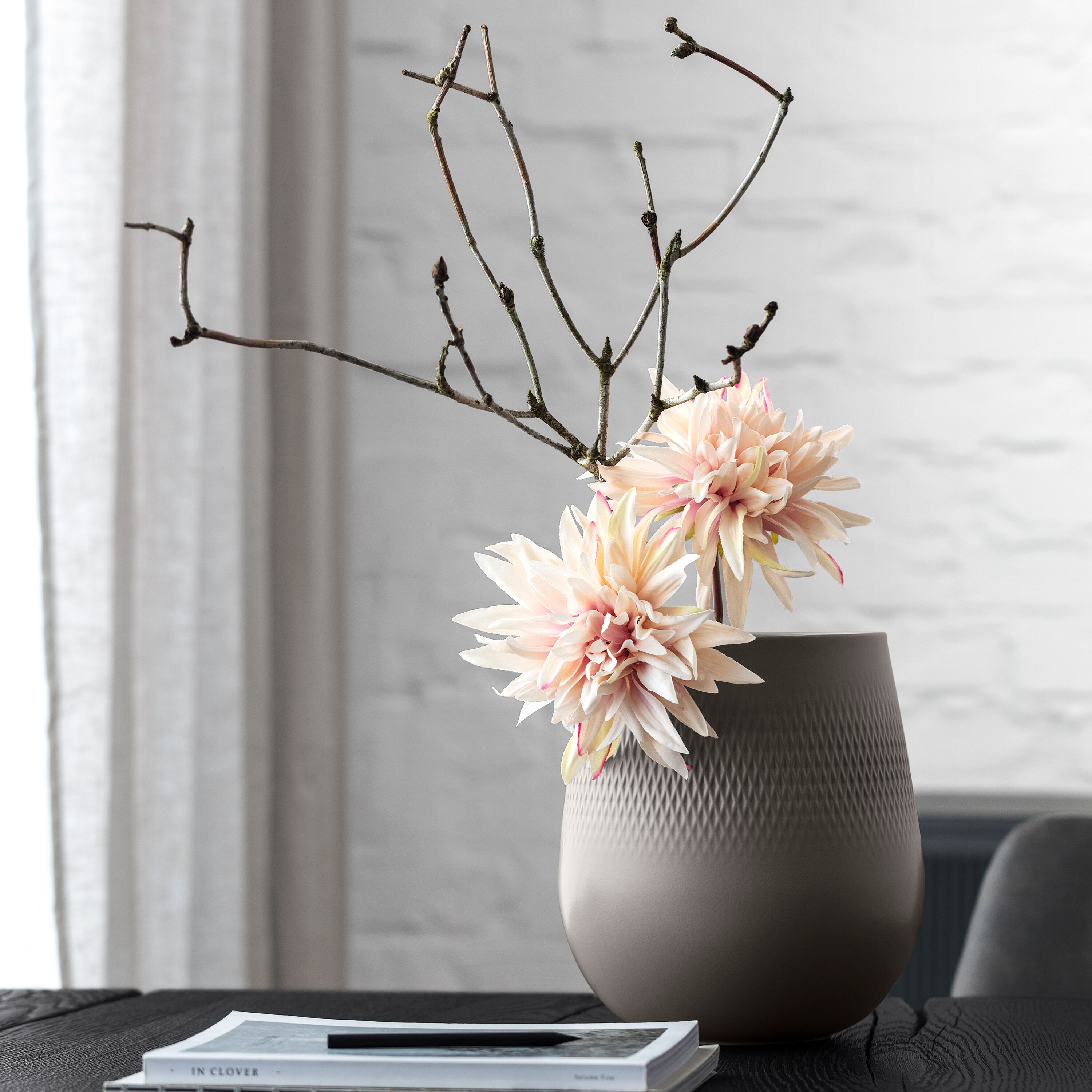 Manufacture Vase - Taupe, 8.2'' x 9.1'', Premium Porcelain