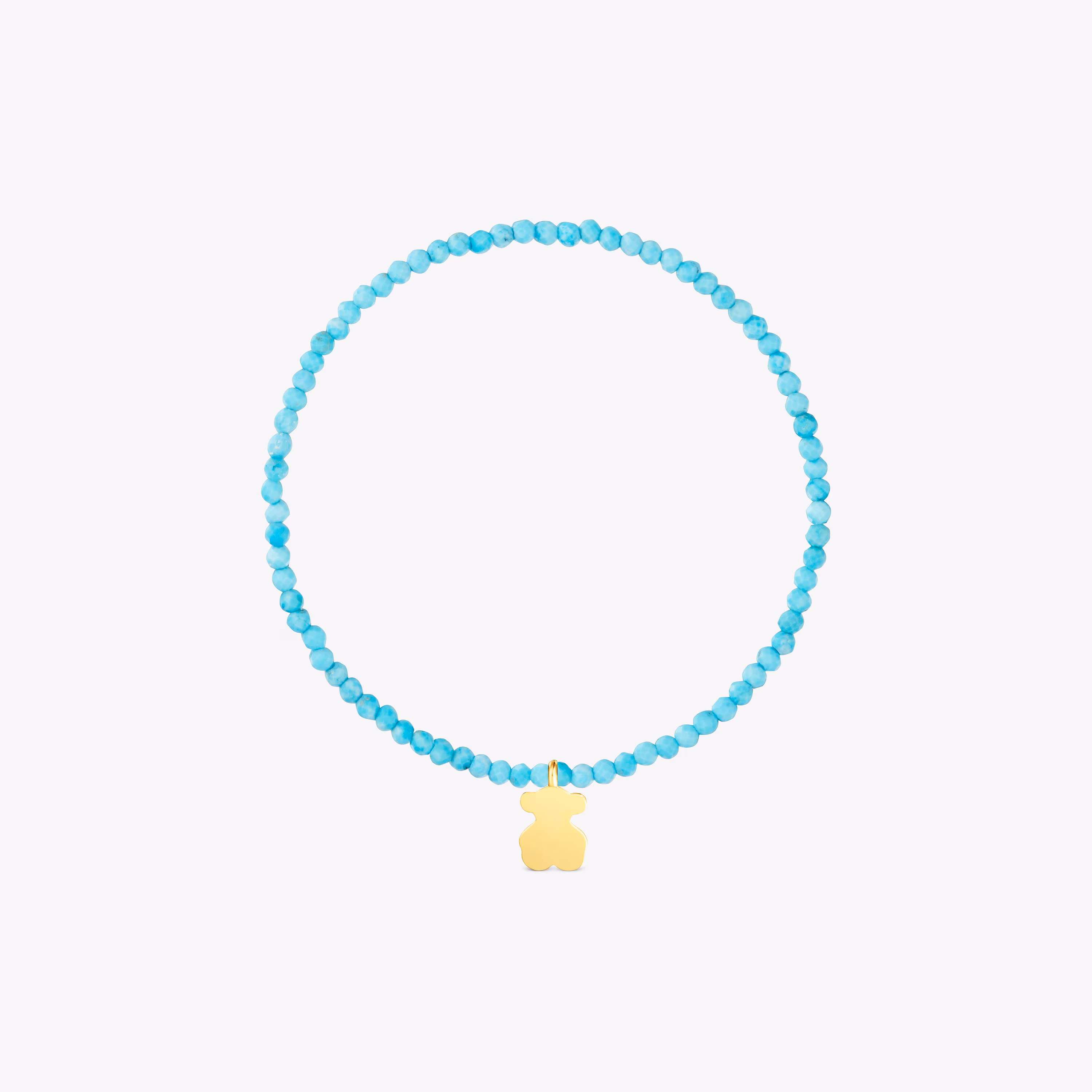 Pulsera elástica con magnesia azul y oso con baño de oro 18 kt sobre plata TOUS Motivos